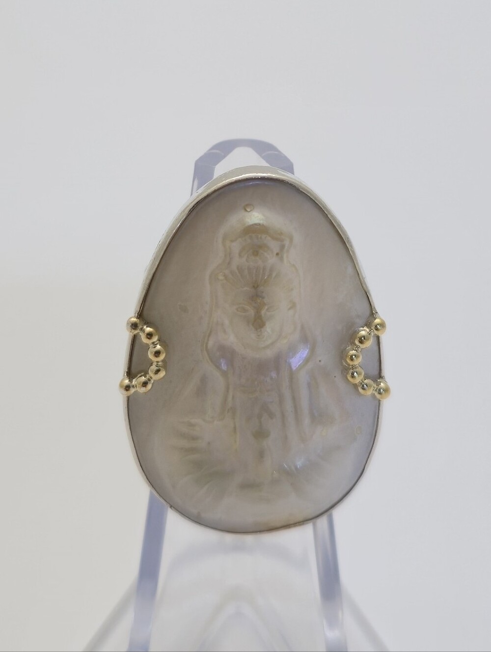 Sajen Carved Mother-of-Pearl Goddess Ring